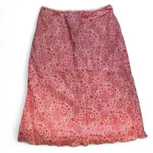 pink floral lace low rise slip skirt